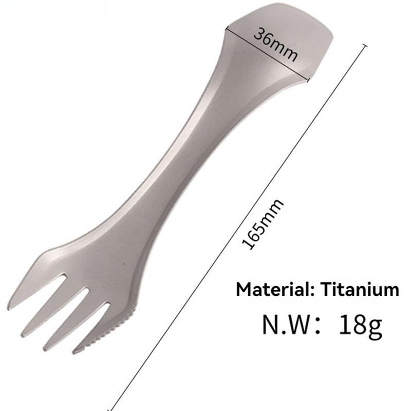 Outdoor Camping Cutlery Pure Titanium Utensils Multi-Purpose Titanium Fork & Spoon Set Portable Cloth Pouch Included