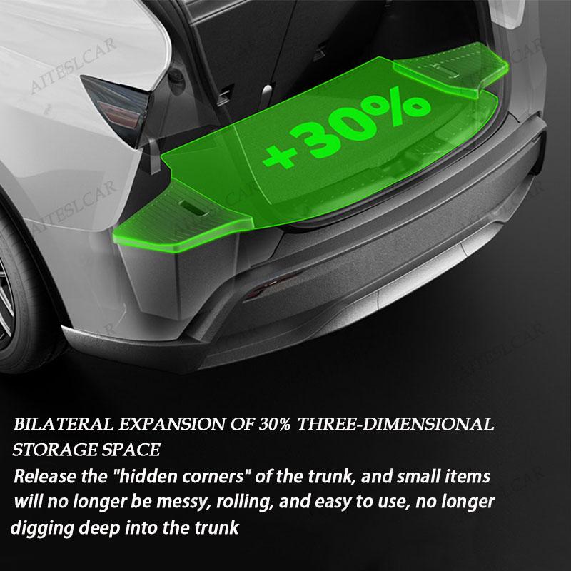 For Tesla Model Y L 2026 2025 Rear Trunk Side Storage Box Cargo Organizer TPE Bin Box Flocking Mat Partition Board Accessories