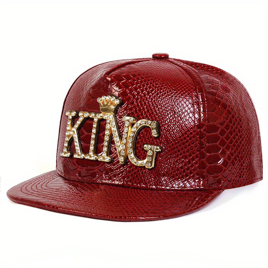 Women King Pattern Leather Hip-Hop Hats Spring Autumn Outdoor Use Adjustable Casual Baseball Caps Sunscreen Hat For Men And