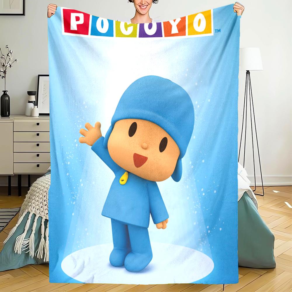 Pocoyo Theme Printed Blanket - Perfect for Couch, Bed, Travel & Outdoor Use | Machine Washable, Cozy & Durable.