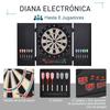 Dartboard, Electronic Digital, 12 Darts, LED, 27 Games, 51 x 6.5 x 57 cm, Black