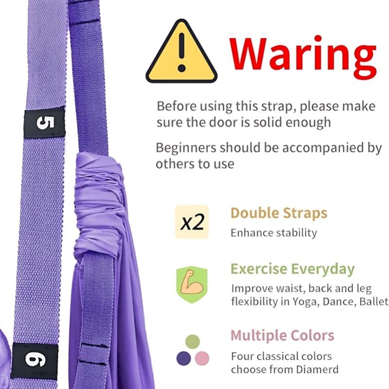 Family Purple Aerial Yoga Sling, Door-Mounted, 40mm Wide Adjustable Webbing, 59×27in
