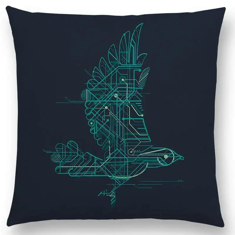 Najnowsze Wspaniałe Kolorowe Ptaki Sztuka Abstrakcyjna Paw Wrona Sowa Orzeł Koliber Poszewka na Poduszkę Sofa Poduszka Dekoracyjna