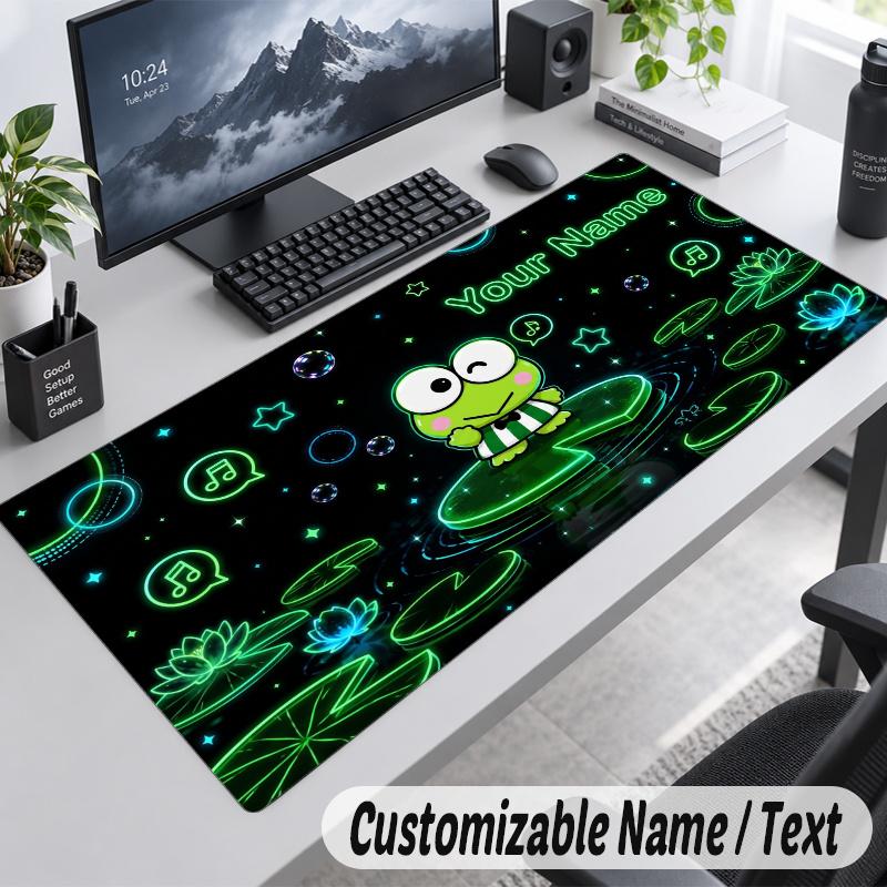 Keroppi Personalized Large Mouse Pad Custom Name Text Extended Desk Mat Gaming Mousepad