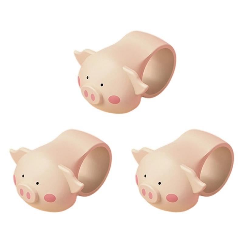 

Set of 3 Funny Pig Design Elastic Silicone Handle Guards For Door And Window абрикосовий