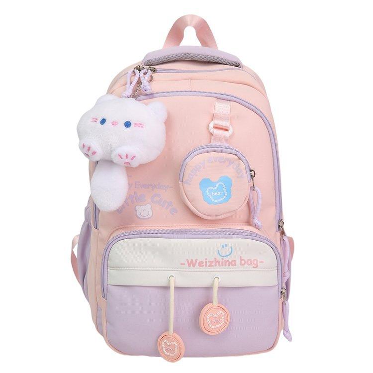

Children s schoolbag, female primary school students, grades 3 to 6, junior high school students, lightweight burden reduction, large-capacity backpac Single Pack розовый