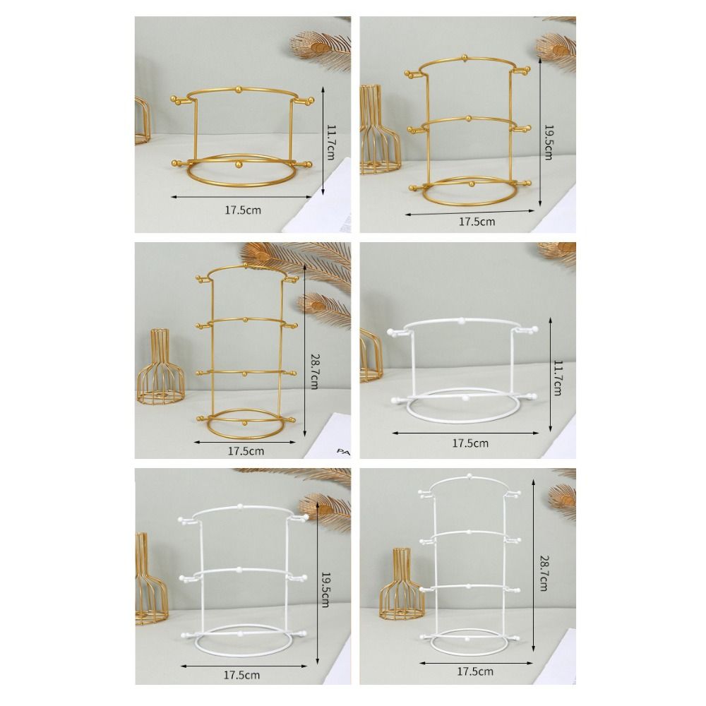 Gold White Crown Display Stand 2/3/4-Tier Jewelry Organizer For Girl Room Exhibition