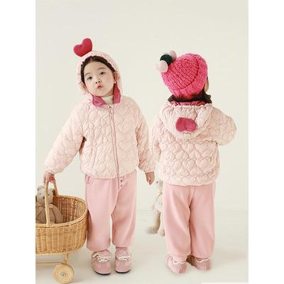 Qiu Duomeng 2025 Winter Girls' 3D Heart Cotton Coat: Trendy, Warm Cartoon Fashion