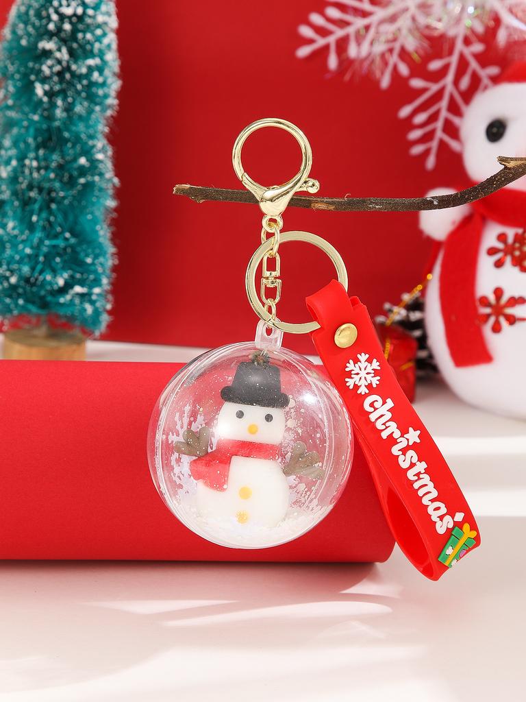 1PC Cartoon Ball Christmas Keychain Shake Music Key Chain Car Pendant School Bag Hanging Ornament Gift