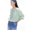 H M Drawstring Detail Top Green Stripe