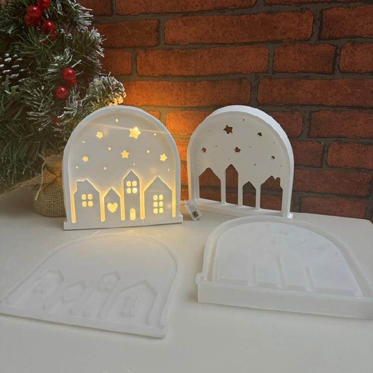 Silicone Mold for Creating Artistic Arched House Lamp Night Light Candle Holder Mould Home Decorations Crafting Mould