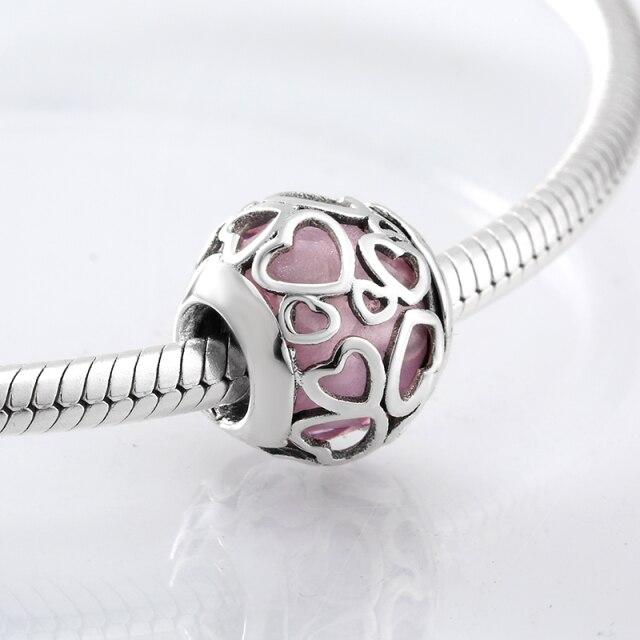 Perles fines en argent sterling 925 de forme ronde La famille est là où l'amour grandit Perles fines à faire soi-même adaptées aux bracelets à breloques originaux Fabrication de bijoux