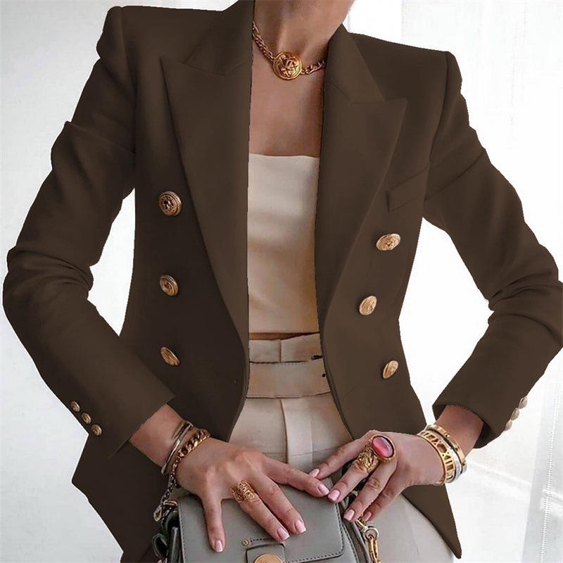 Women's 2025 Autumn/Winter Solid Color Fashion Casual Short Suit Jacket