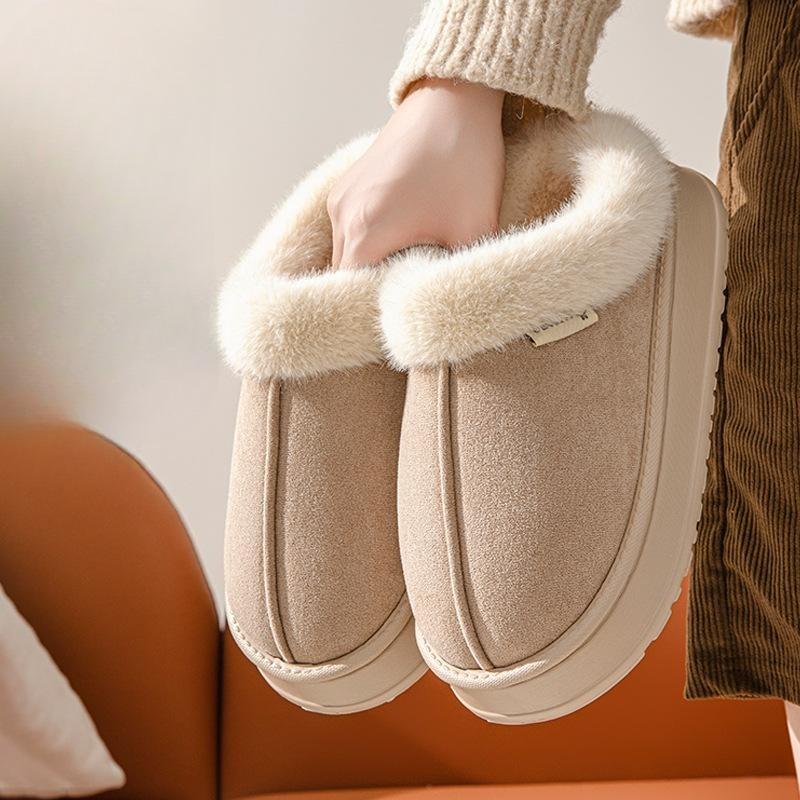 Baumwoll-Hausschuhe mit dicker Sohle, rutschfest, warme Baumwoll-Hausschuhe aus Plüsch