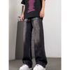 Lightning Pattern Black Jeans Men's Summer High-end Ruffian Handsome Fried Street Pants American Retro Straight Wide-leg Pants