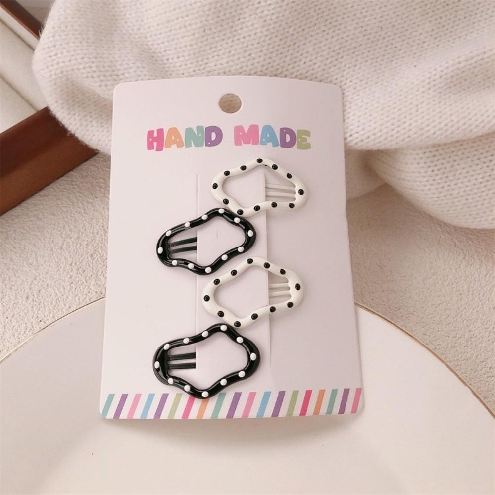 

4pcs/set Geometric Hairpin Black White Dot Barrettes Fashion Hair Clips for Girls 06