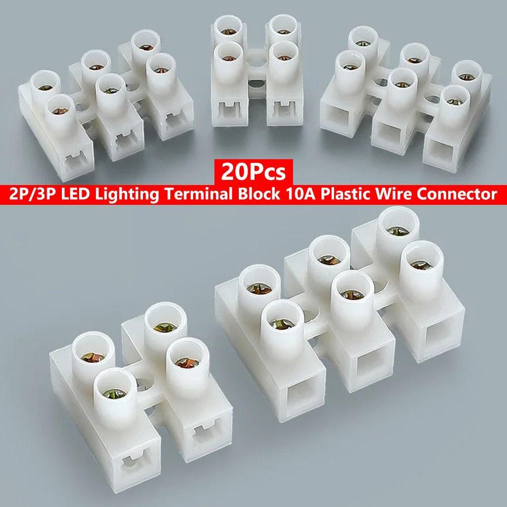 20Pcs Plastic LED Lighting Terminal Block 2P/3P Screw Cable Connector Lighting Decoration