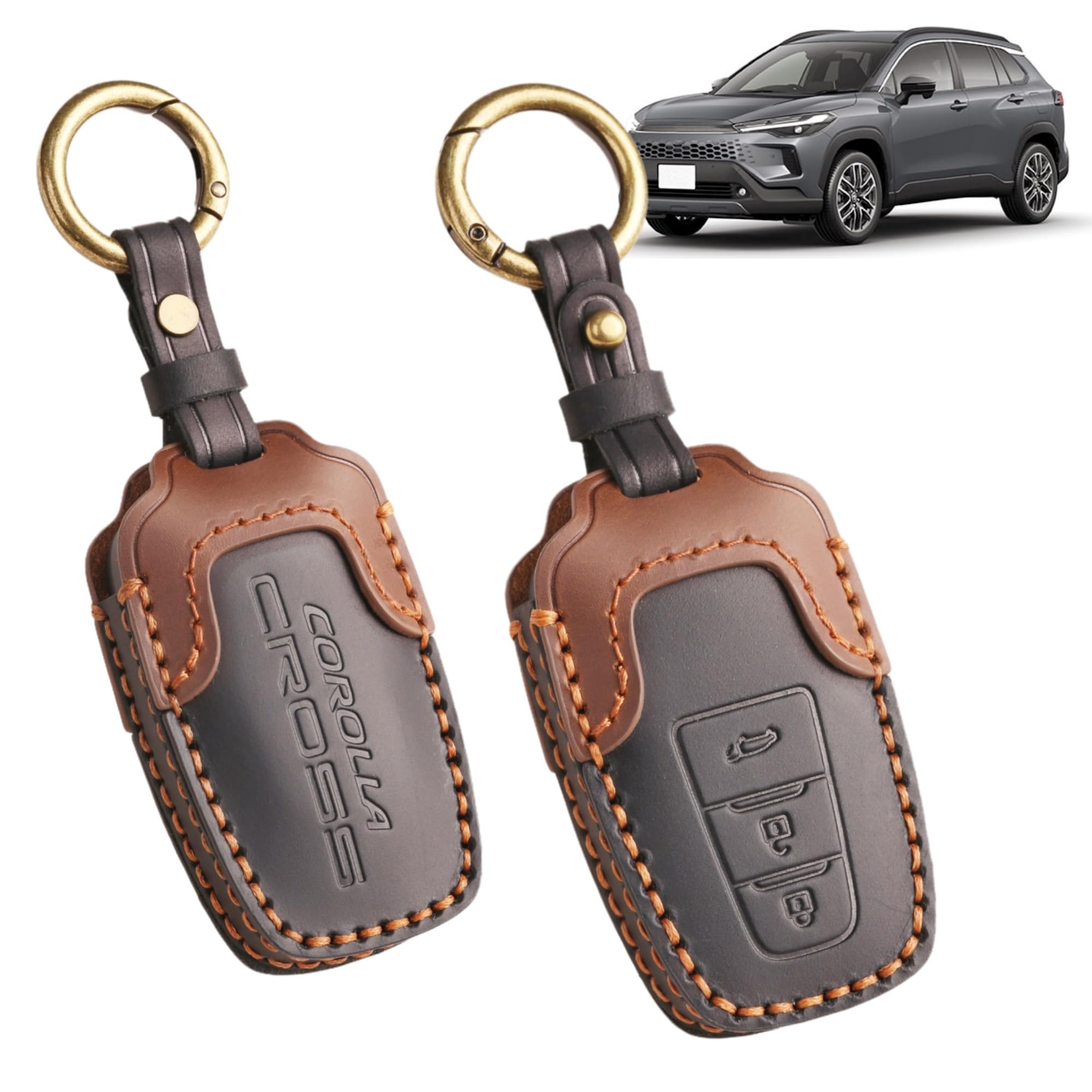 

Compatible with the new Corolla Genuine leather key Custom accessory parts for the 10 Interior parts for and scratch prevention black with [TatkDIY]