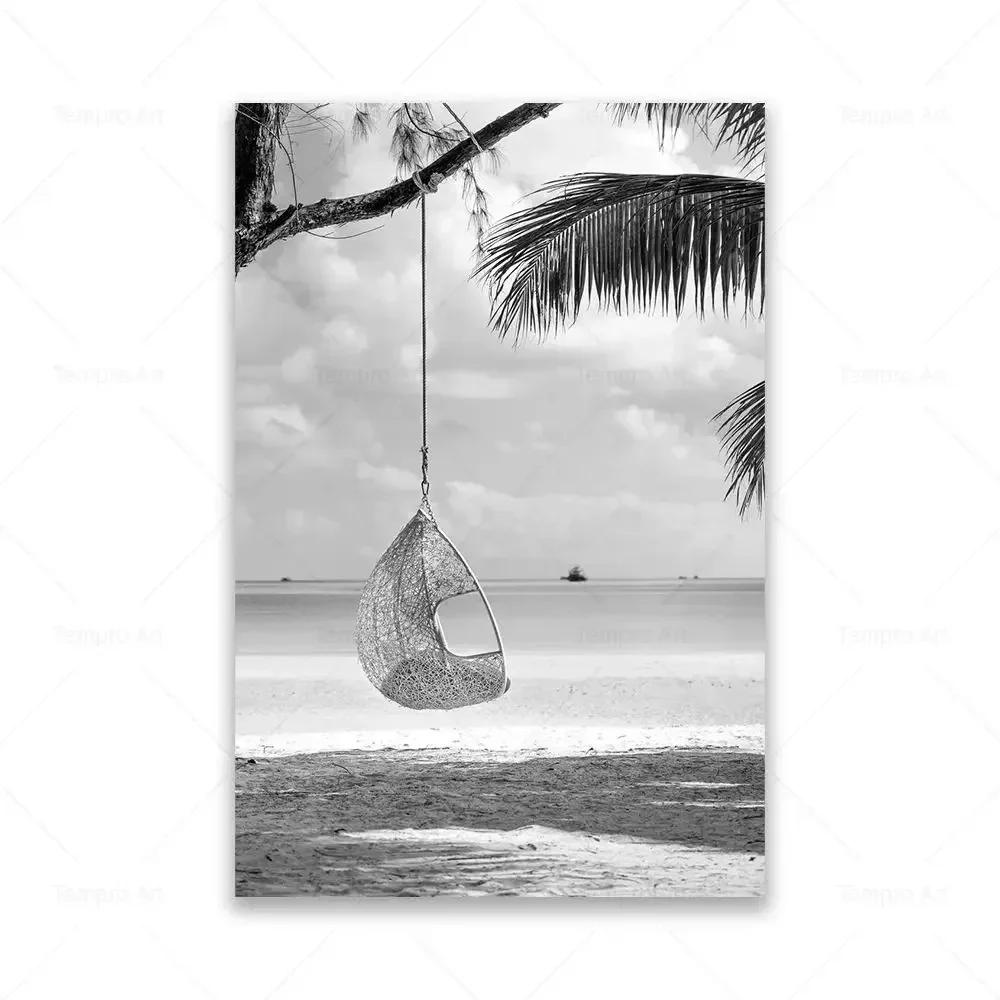 Black White Poster Ocean Sea Wave Nature Landscape Aesthetic Canvas Painting Posters and Prints For Living Room Decoration