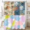 Colorful Shower Curtain Decorative Water Resistant Fabric Home Bathroom Window Decor 4 Panels Set Flower Print Modern Design Wat