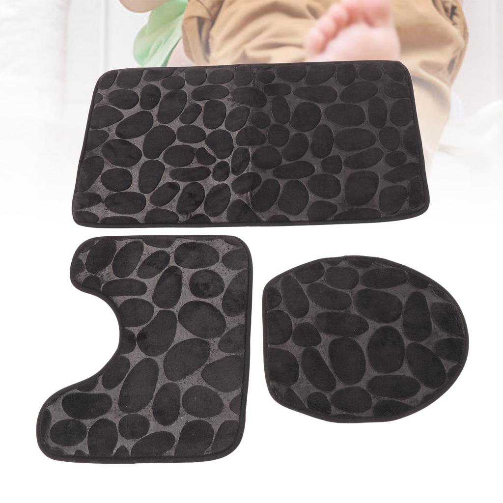 Conjunto de 3 Tapetes de Banheiro Forma U Tapete para Vaso Sanitário Tampa de Vaso Sanitário Tapete de Banho Absorvente de Água Antiderrapante Tapetes de Banho para Treinamento de Penico Crianças Adulto