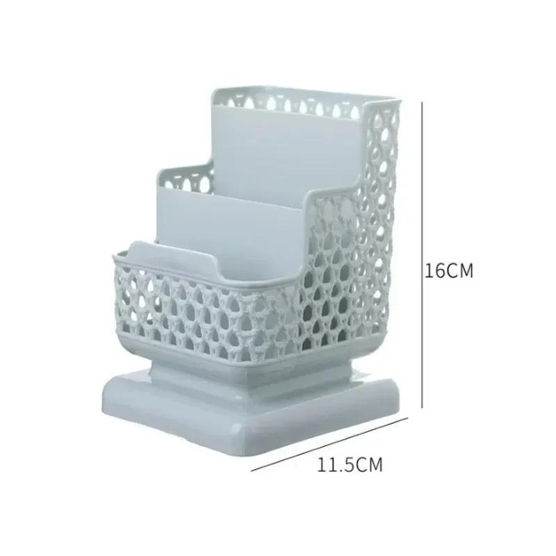 3-grid Pen Holder Plastic Hollow Storage Box for Student Desktop School Stationery Storage Multifu Phone Holder Storages Bucket