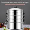 Large Capacity Multi-layer Stainless Steel Steamer Pot for Fish, Buns, and Soup