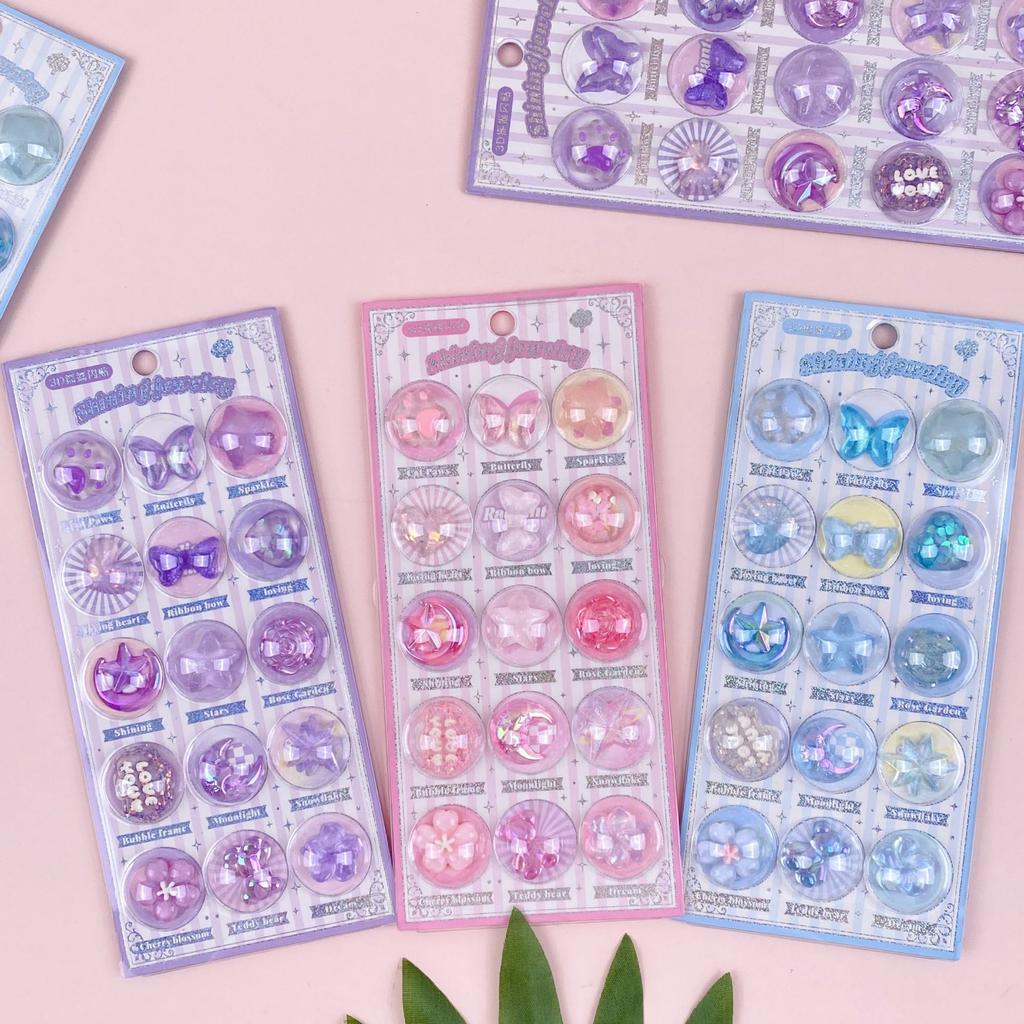 1Pcs 3D Relief Sticker Candy Crystal Butterfly Star Sticker Diy Scrapbook Notebook Decorative Sticker Reward Gift