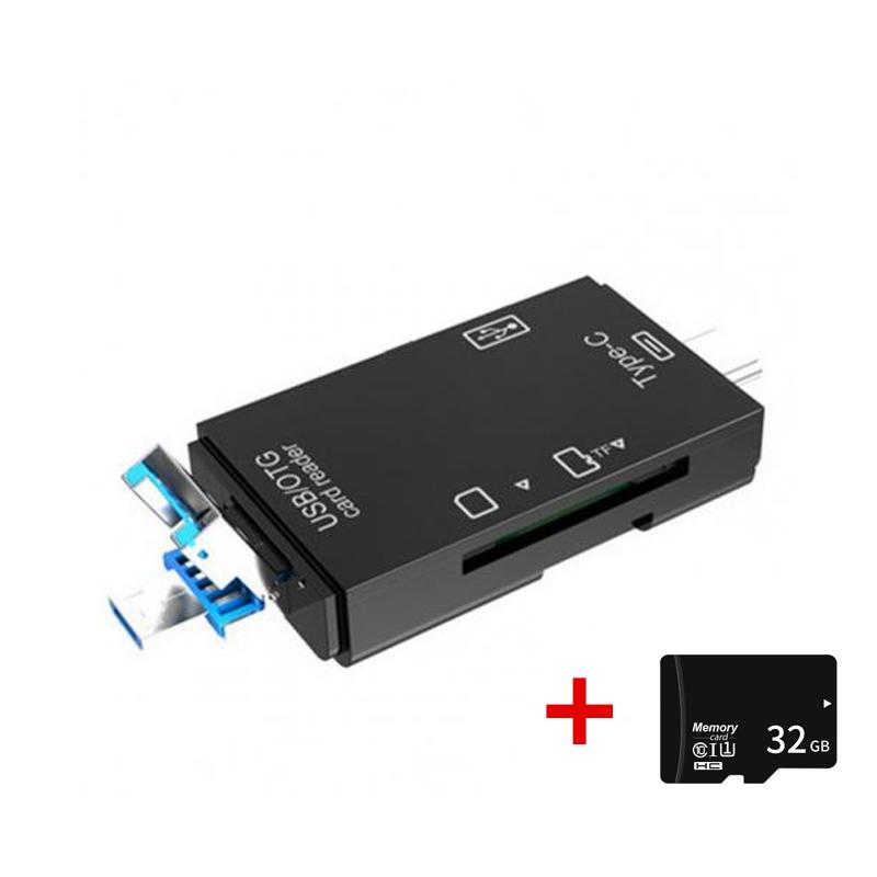 6 In 1 SD USB Type C Card Reader USB 2.0 TF/Mirco SD Smart Memory OTG Flash Drive Cardreader Adapter