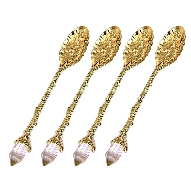 Retro Crystal Head Kirsite Spoon Elegant Antique Designs For Dessert Salt Coffee Teas Utensils Durable Kitchens Tool