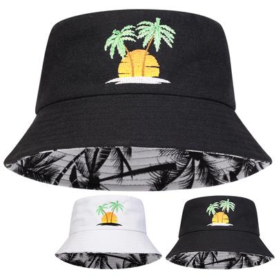 Unisex Sunset Coconut Tree Panama Fisherman Hat Outdoor Travel Hat Sunscreen Hats for Men Women Bucket Hat