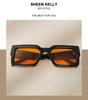 Retro Thick Rectangular Sunglasses for Men and Narrow Square Black Tie 90s Style [SHEEN KELLY] Women, Frame,