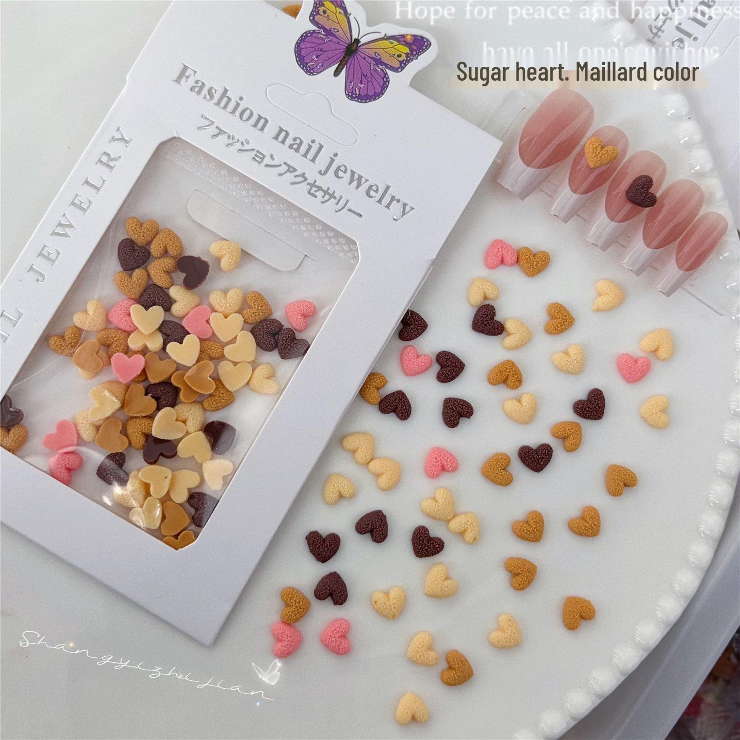 

2025 Sugar Heart Light Color Nail Art: Autumn/Winter Mixed Coffee & Floral DIY Decorations
