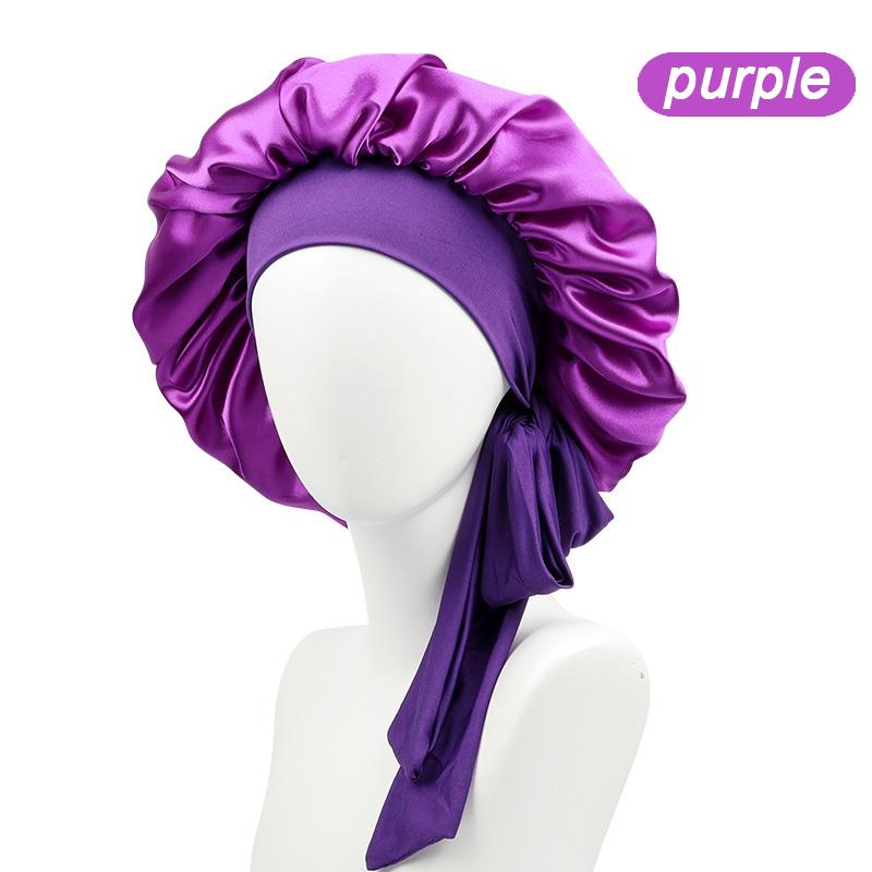 

Новая женская однотонная двусторонняя атласная шапочка для вьющихся волос, двухслойная регулируемая шапочка для сна, эластичная шапочка для волос, ночная шапочка для ухода за волосами
