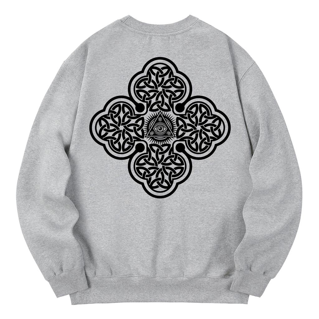 KAN6312 Kmg0121 Celtic Horus Fleece-Lined Sweatshirt - Gray