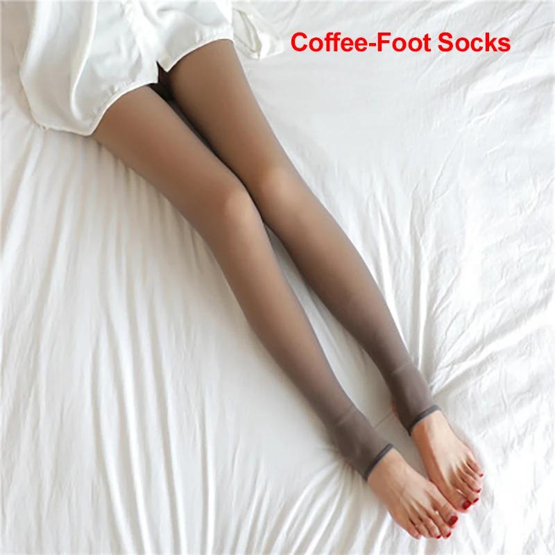 Thicken Warm Tights For Women Winter Thermal Stockings Leggings Sexy Translucent Fleece Velvet Tights Pantyhose Female Pants