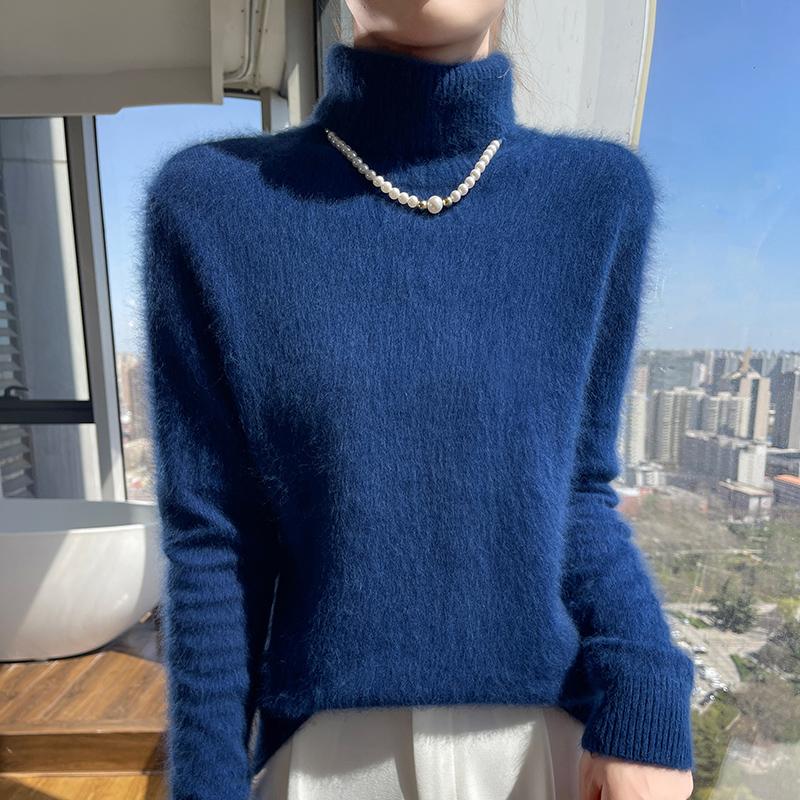 Damen Kaschmirpullover Qinghe Kaschmir 30% Kaschmir 30% Nerz 30% Wolle 10% Nylon Dicker Kaschmirpullover für Damen im Herbst und Winter, weich und warm