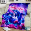 1PC Custom Name Dolphins Starry Fantasy Outdooor Flannel Blankets Throw Blanket All-Season Throw Gift Bedspread for Couch, Bed, Camping Holiday Birthd
