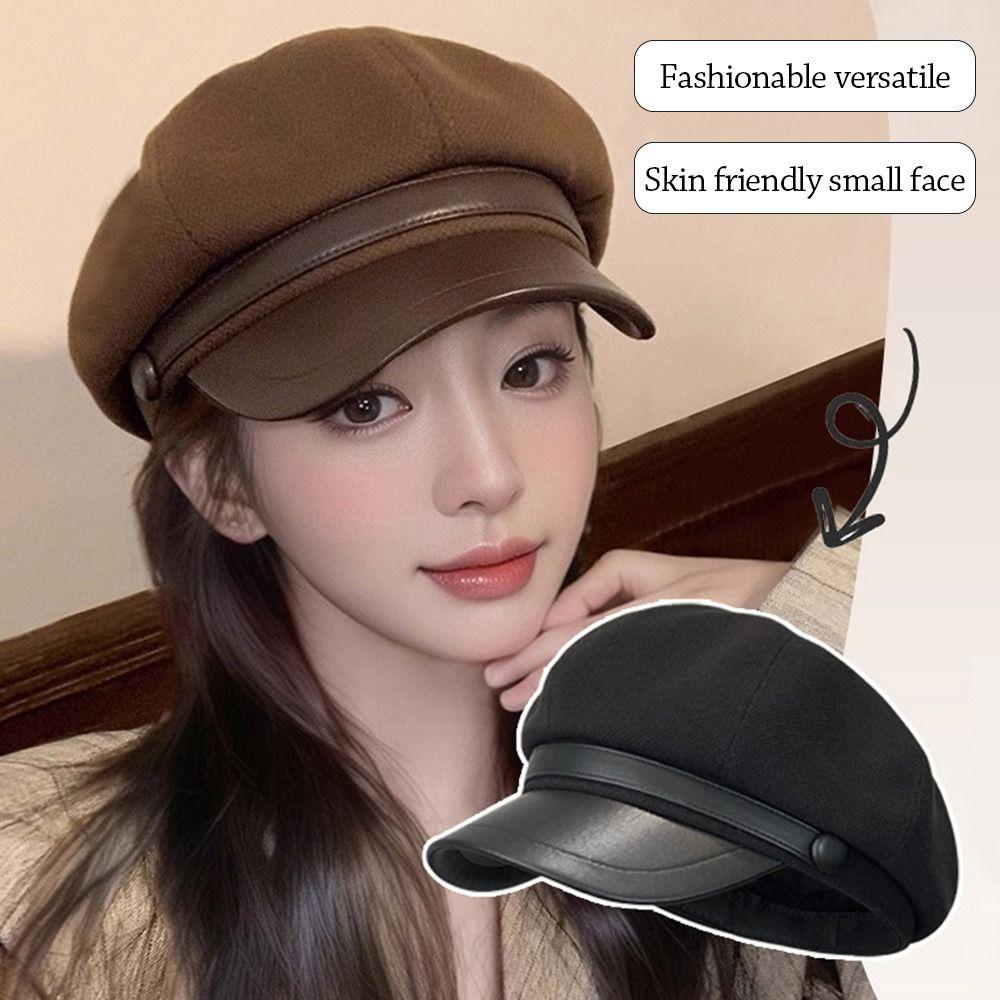 Adjustable Woolen Winter Beret Hat Windproof Vintage Newsboy Pumpkin Hat Warm Breathable Panama Cap for Women