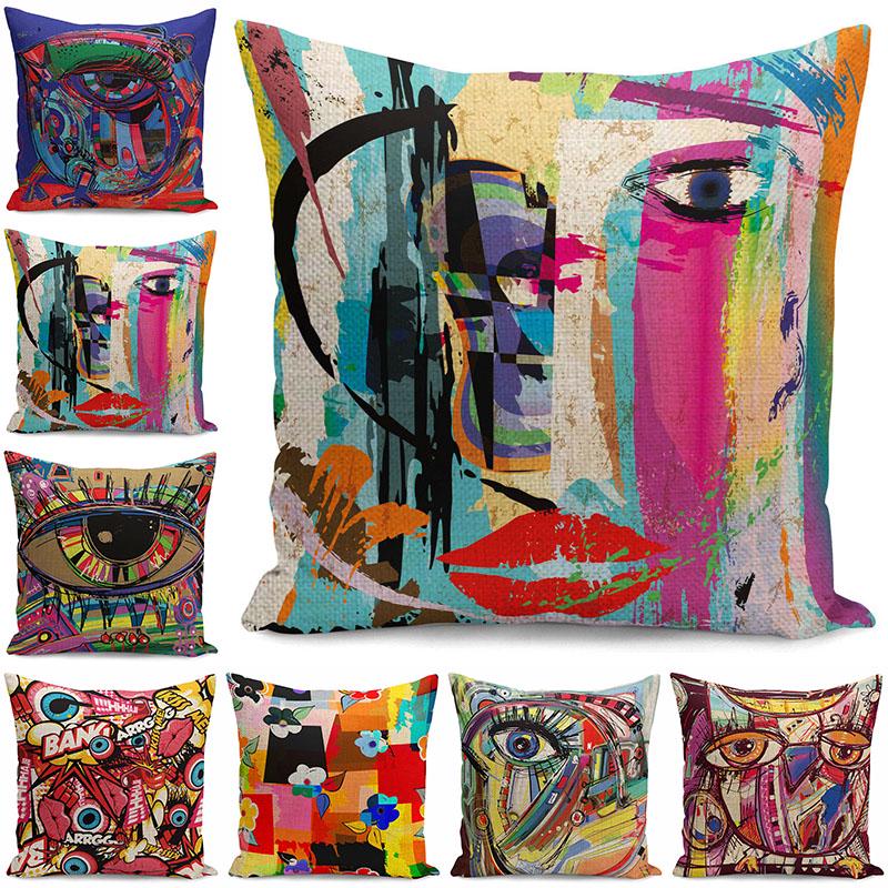 45cm Graffiti Colors Pillowcases Living Room Throw Cushion Cases Cushion Cover