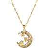Crescent Moon Flower Full Diamond Light Luxury Temperament Gorgeous Full Diamond Necklace Female Versatile Collarbone Chain Titanium Steel Chain