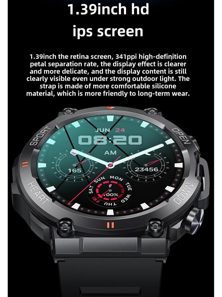 K56PRO Smartwatch: Wodoodporny, Połączenia Bluetooth, Muzyka, Pogoda, Monitorowanie Tętna, Ciśnienia Krwi i Natlenienia Krwi.