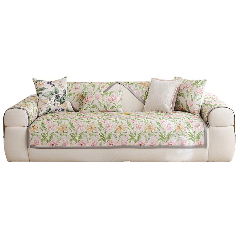 Idyllic Ice Silk Sofa Cushion Summer New Fixed Non-Slip Cool Sofa Mat Summer Seat Cushion Cover