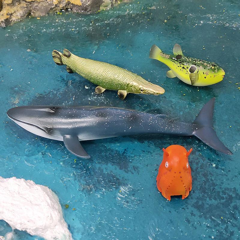 Authentic Plastic Simulation Marine Animal Figures Including Blue Whale Alligator Gar And Octopus