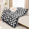Vintage Checkered Woven Throw Blanket for Sofa Couch Bed Outdoor Camping Picnic Mat Jacquard Bedspread Retro Plaid Tablecloth