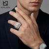 Wide Stainless Steel Men's Ring Luxury Square Sugar Cube Finger Ring Luxury Jewelry Sophisticated Charm Accessory