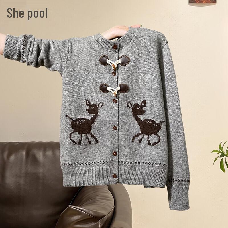 Women s Ribbed Round Neck Knit Cardigan One Size