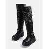Retro round head thick-soled over-the-knee boots for women 2025 new large tube circumference pleated high boots belt buckle fashion boots for women