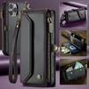 CaseMe (C36) Crossbody Wallet Case For iPhone 13 14 15 16 Pro Max Zipper Wrise Multi-functional Flip PU Leather Card Slots Holder Cover Protector