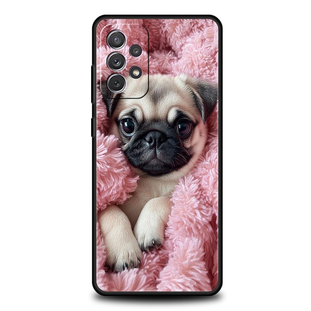 Cute Pug Dog Phone Case for Samsung A51 A71 A21S A12 A11 A15 A25 A31 A41 A23 A33 A53 A73 A03S A05S A13 5G A35 A55 Cover